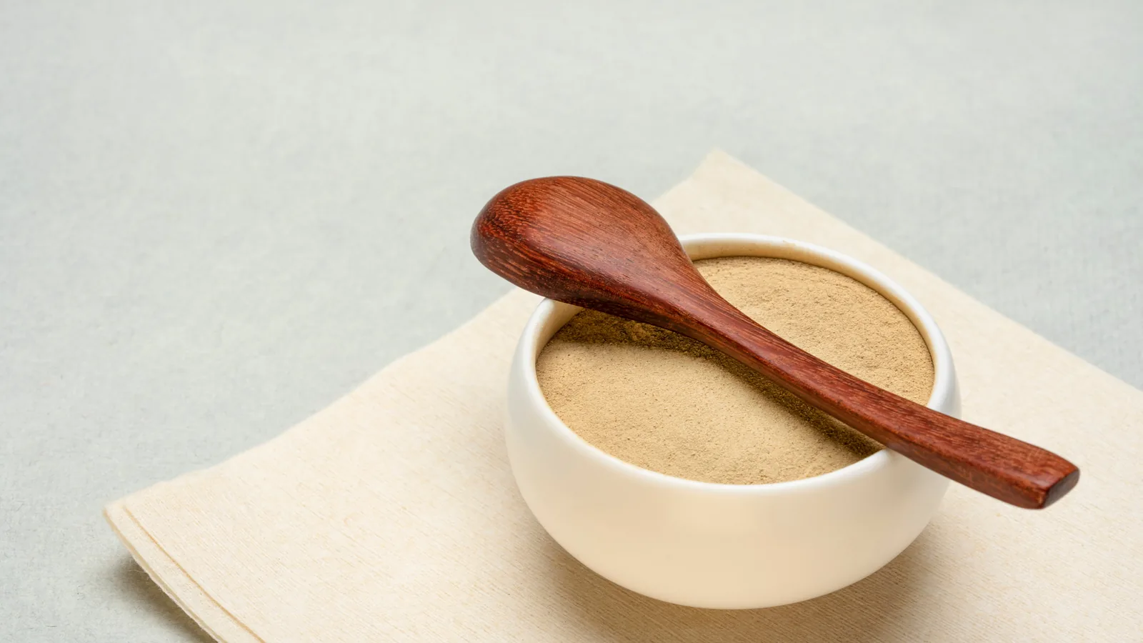 Ashwagandha root powder in a bowl